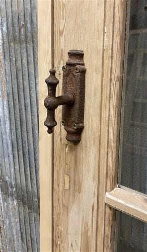 Antique French Single Door (29x94.5) Glass Pane Door with Jamb, Encased Door T51