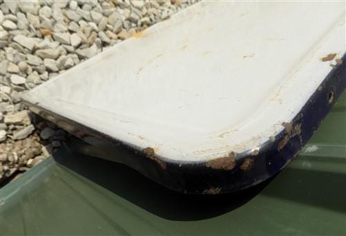 Home & Living > Furniture - Blue & White Porcelain Table Top Panel, Kitchen Cupboard Hoosier Enamel A30 by The Old Grainery