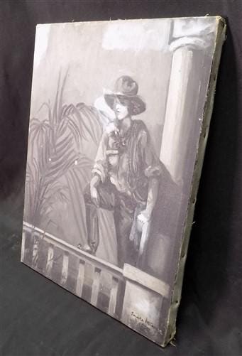 Art & Collectibles > Painting > Oil - 1920s Junita McGwire Portrait Paint Canvas, Original Art Partially Cleaned E by The...