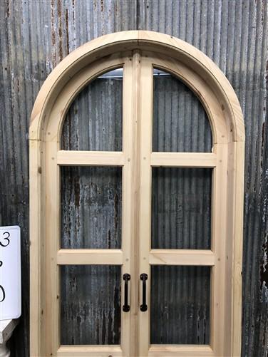 Arched French Double Door (36x80) 3 Pane Glass Door European Styled w Jamb OM3