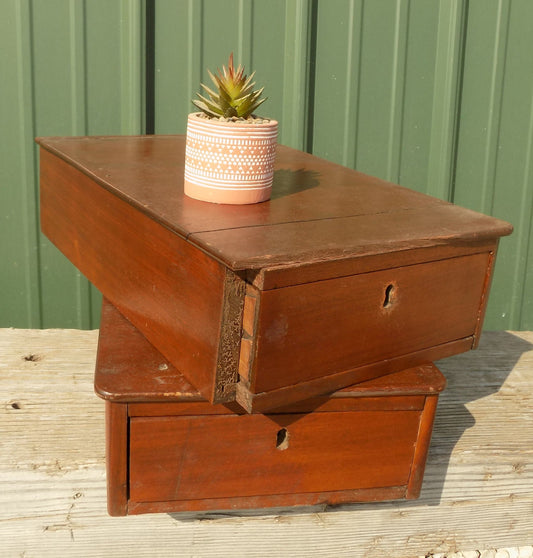 Drawers - 2 Walnut Handkerchief Drawers, Antique Victorian Dresser Top Glove Box Drawers by The Old Grainery (Brown, drawe...