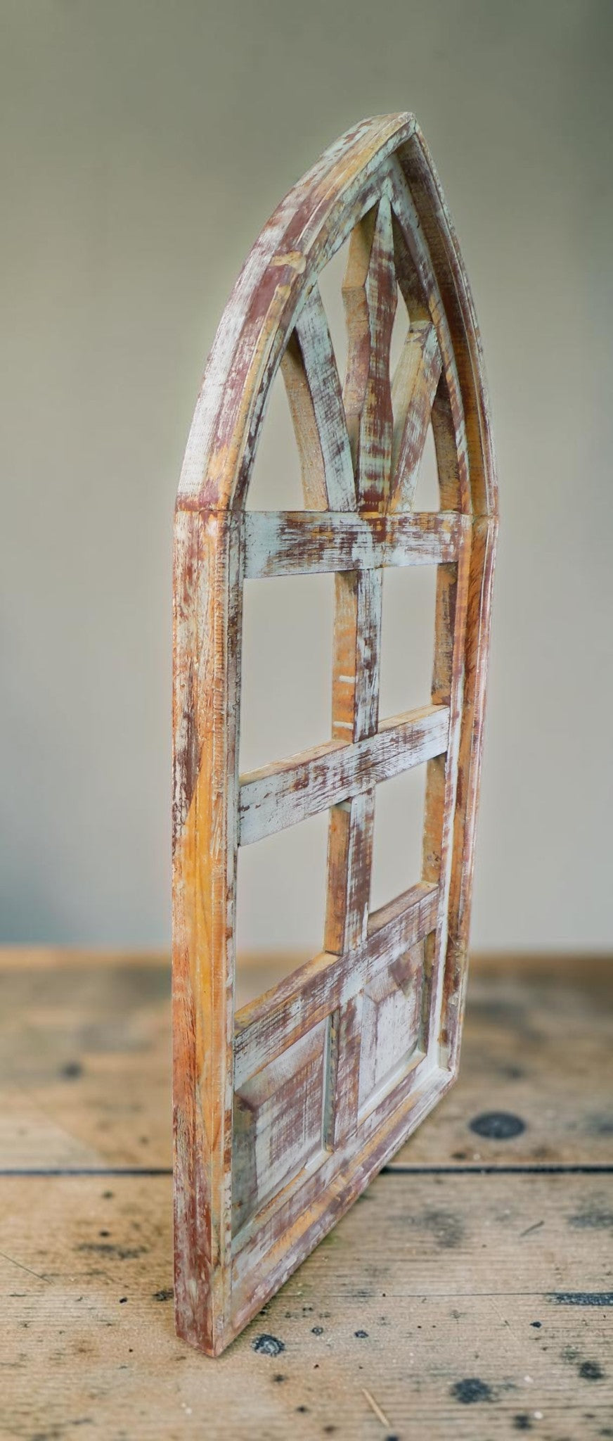 Windows - Blue Arched French Country Distressed Window Frame (19.5x38) Rustic Decor by The Old Grainery (arched window, Co...