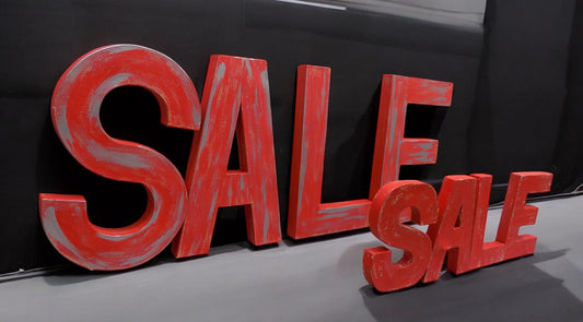 Signs - Sale Cardboard Letters, Advertising Sign, Red Vintage Display, Large Sale Sign by The Old Grainery (15, 8 inch, Ad...