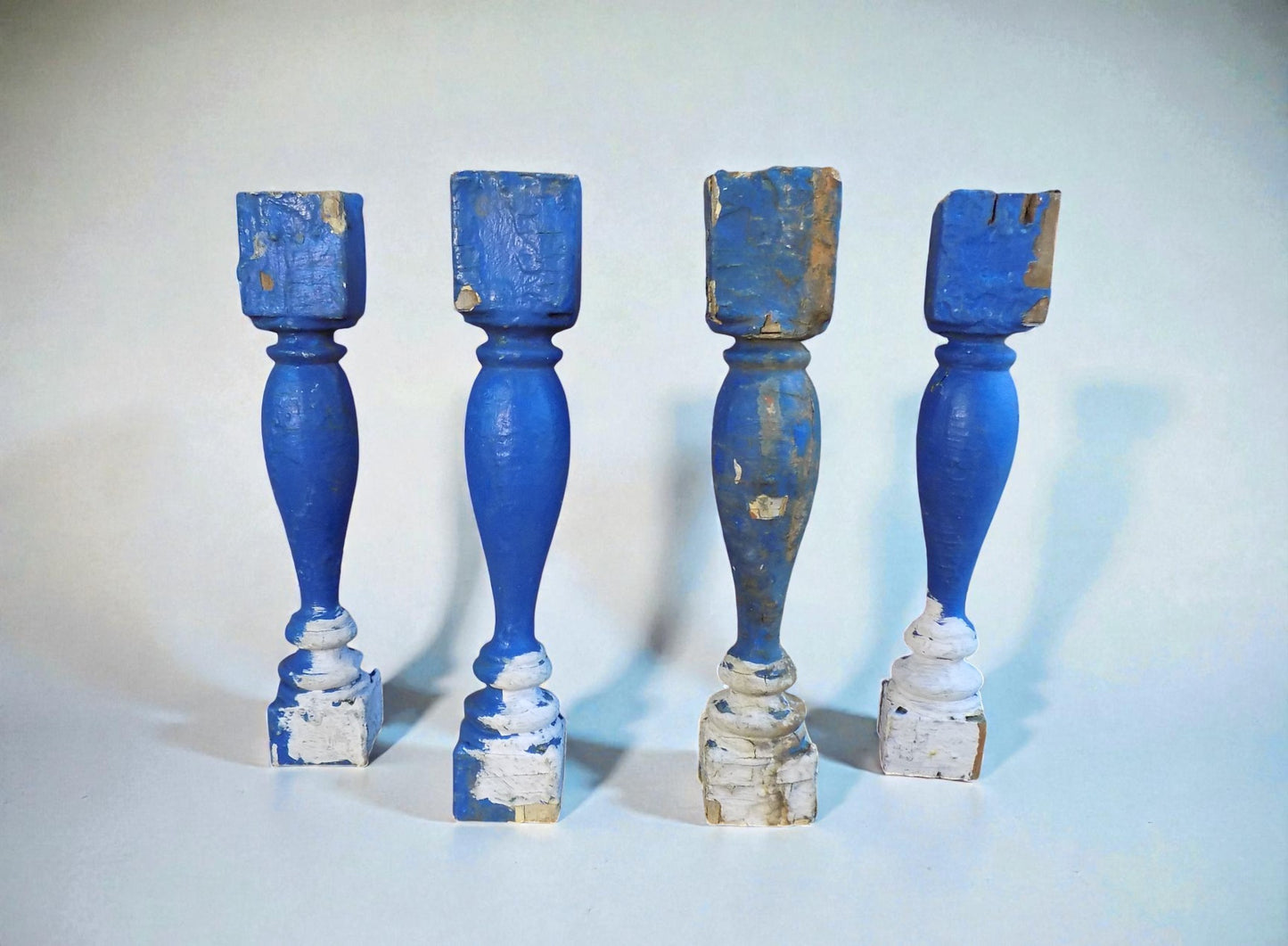 4 Blue Wood Balusters Architectural Salvage Spindles Porch Trim B