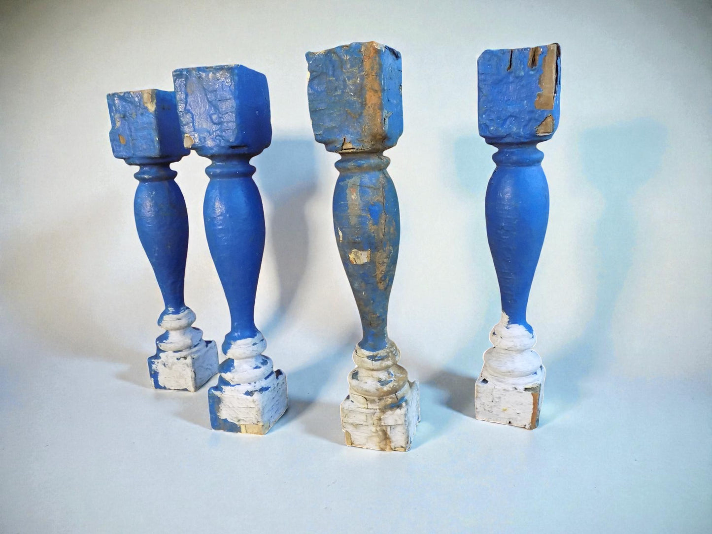 4 Blue Wood Balusters Architectural Salvage Spindles Porch Trim B