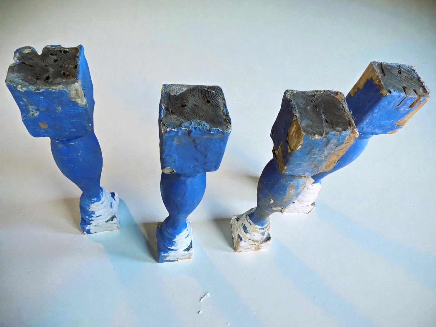 4 Blue Wood Balusters Architectural Salvage Spindles Porch Trim B