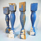 4 Blue Wood Balusters Architectural Salvage Spindles Porch Trim B