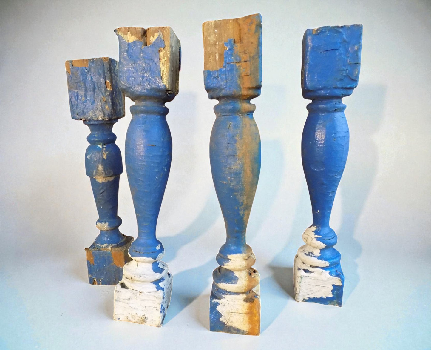 4 Blue Wood Balusters Architectural Salvage Spindles Porch Trim B