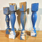 Balusters - 4 Blue Wood Balusters Architectural Salvage Spindles Porch Trim C by The Old Grainery (Architectural, Candle H...