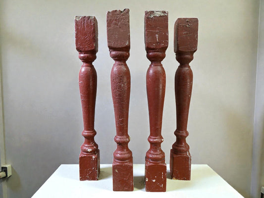Balusters - 4 Rustic Red Wood Balusters Architectural Salvage Spindles Porch Trim A by The Old Grainery (Architectural, Ca...