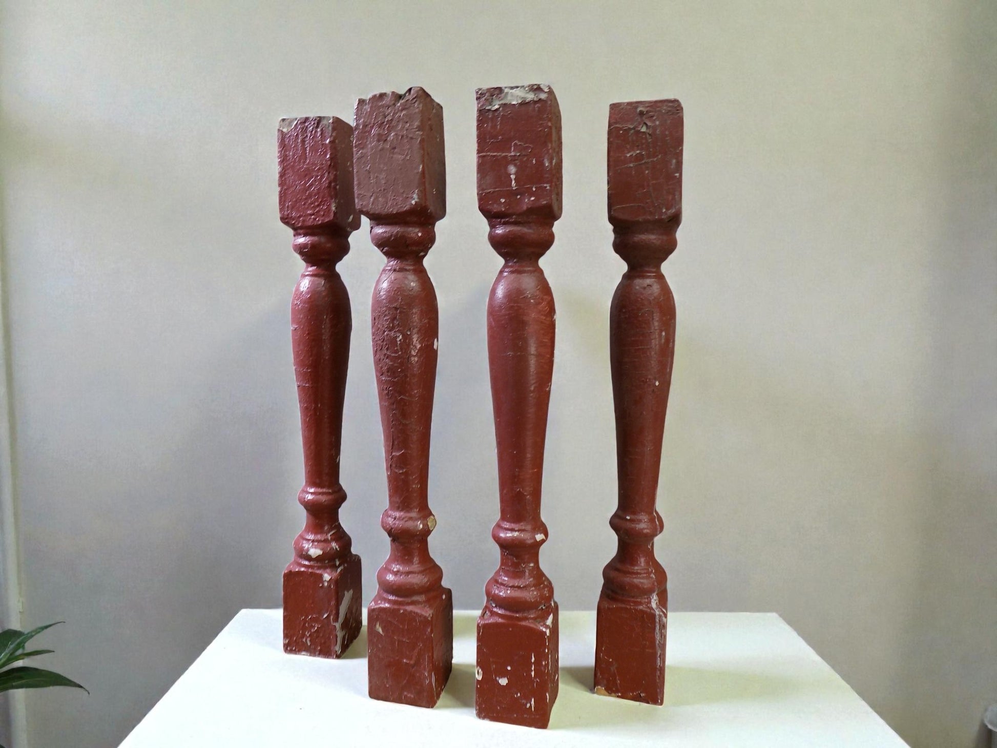 Balusters - 4 Rustic Red Wood Balusters Architectural Salvage Spindles Porch Trim A by The Old Grainery (Architectural, Ca...