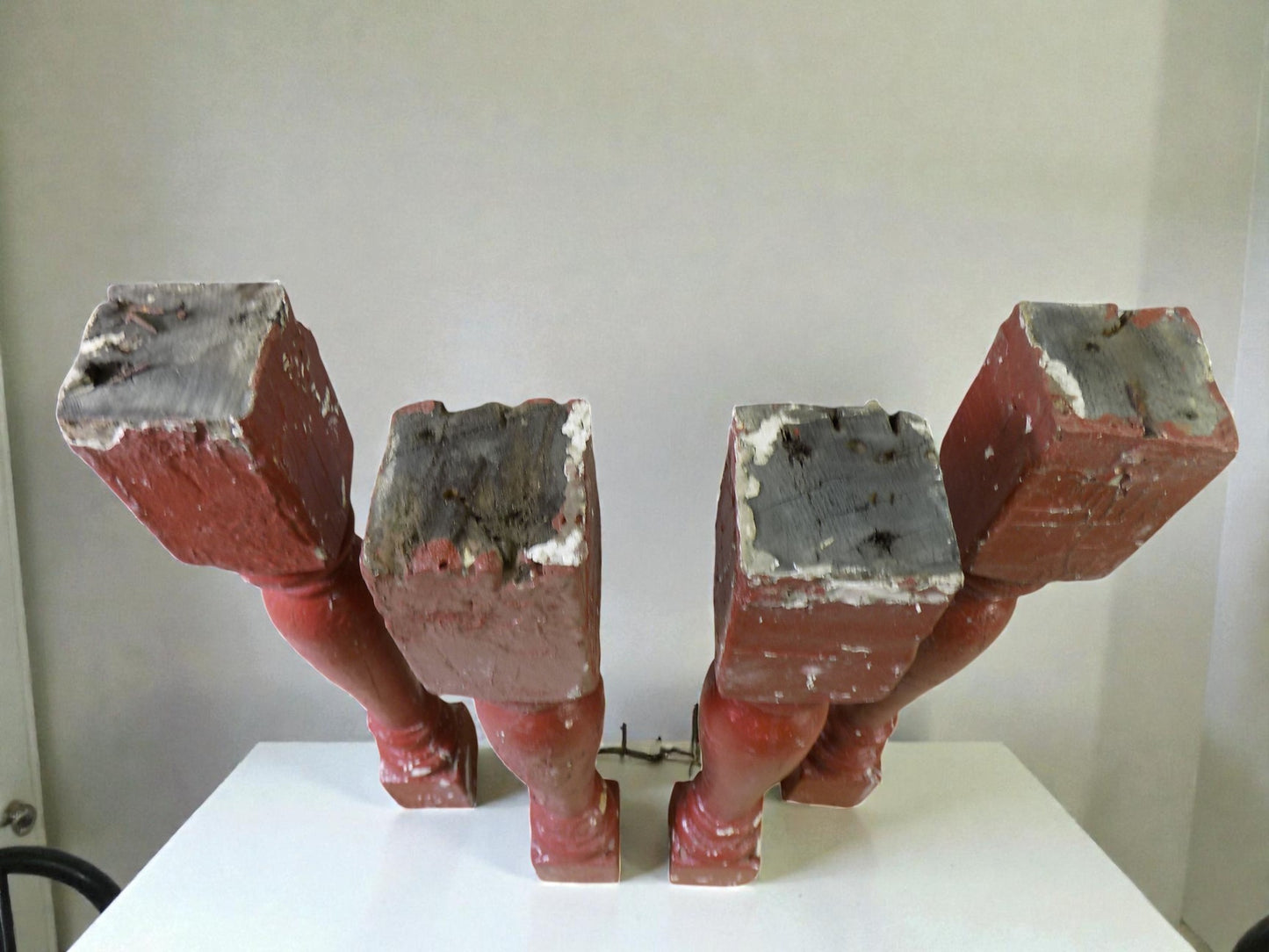 Balusters - 4 Rustic Red Wood Balusters Architectural Salvage Spindles Porch Trim A by The Old Grainery (Architectural, Ca...