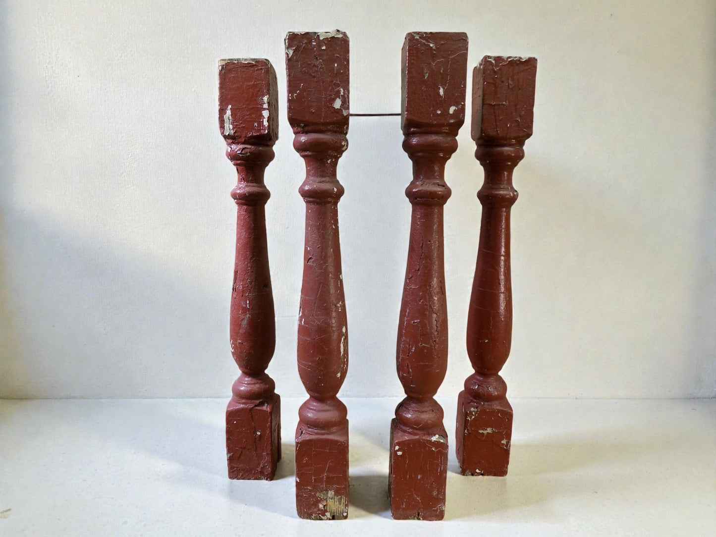Balusters - 4 Rustic Red Wood Balusters Architectural Salvage Spindles Porch Trim B by The Old Grainery (Architectural, Ca...