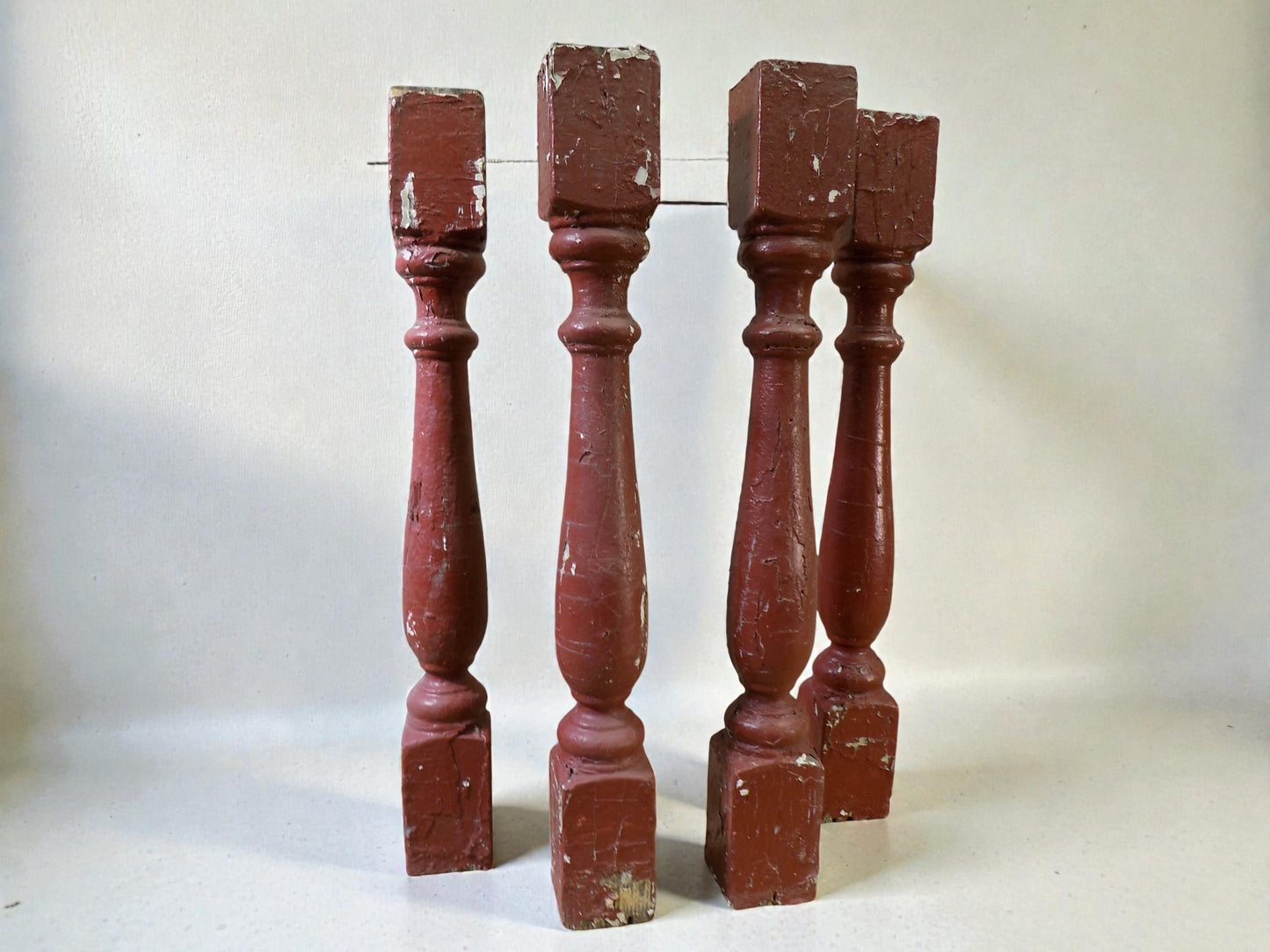 Balusters - 4 Rustic Red Wood Balusters Architectural Salvage Spindles Porch Trim B by The Old Grainery (Architectural, Ca...
