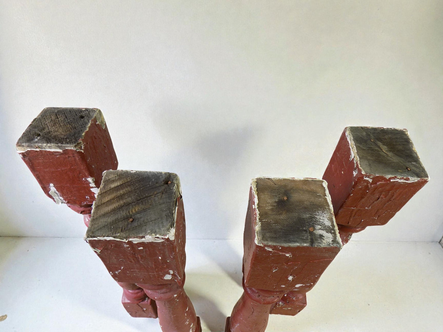 Balusters - 4 Rustic Red Wood Balusters Architectural Salvage Spindles Porch Trim B by The Old Grainery (Architectural, Ca...