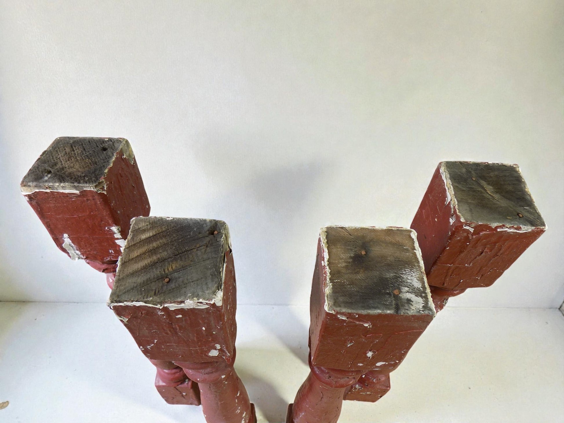Balusters - 4 Rustic Red Wood Balusters Architectural Salvage Spindles Porch Trim B by The Old Grainery (Architectural, Ca...