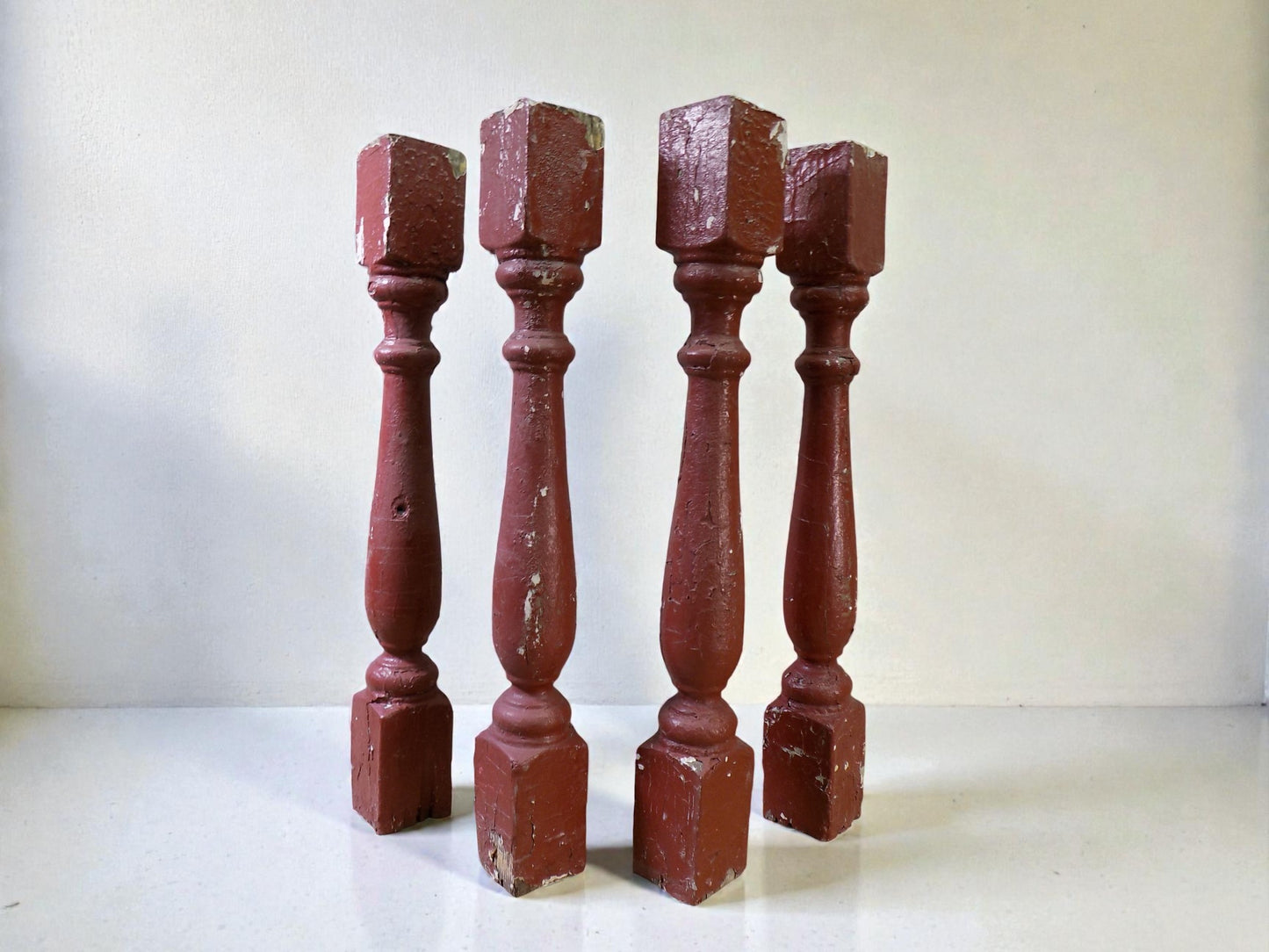 Balusters - 4 Rustic Red Wood Balusters Architectural Salvage Spindles Porch Trim B by The Old Grainery (Architectural, Ca...