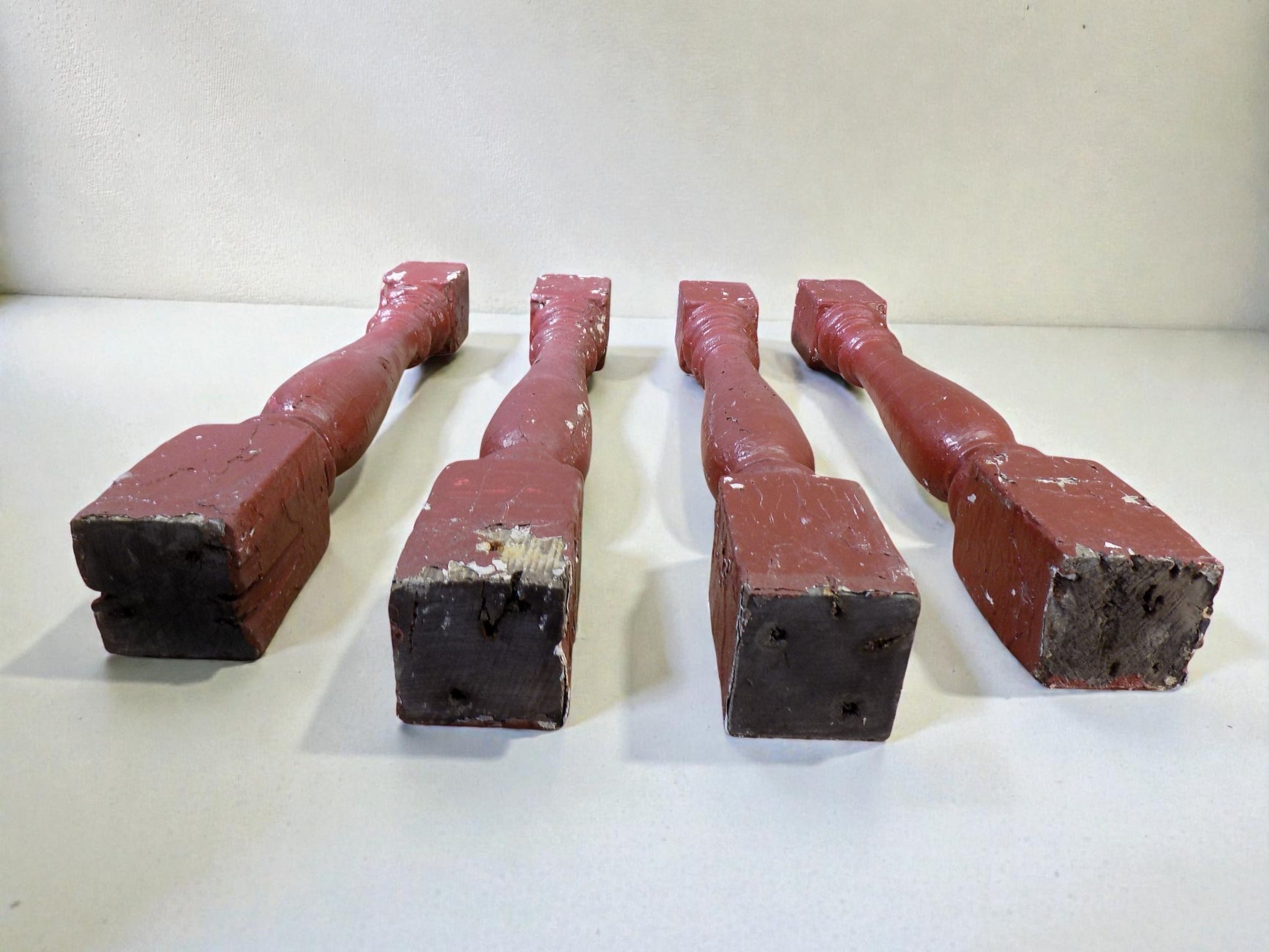 Balusters - 4 Rustic Red Wood Balusters Architectural Salvage Spindles Porch Trim B by The Old Grainery (Architectural, Ca...