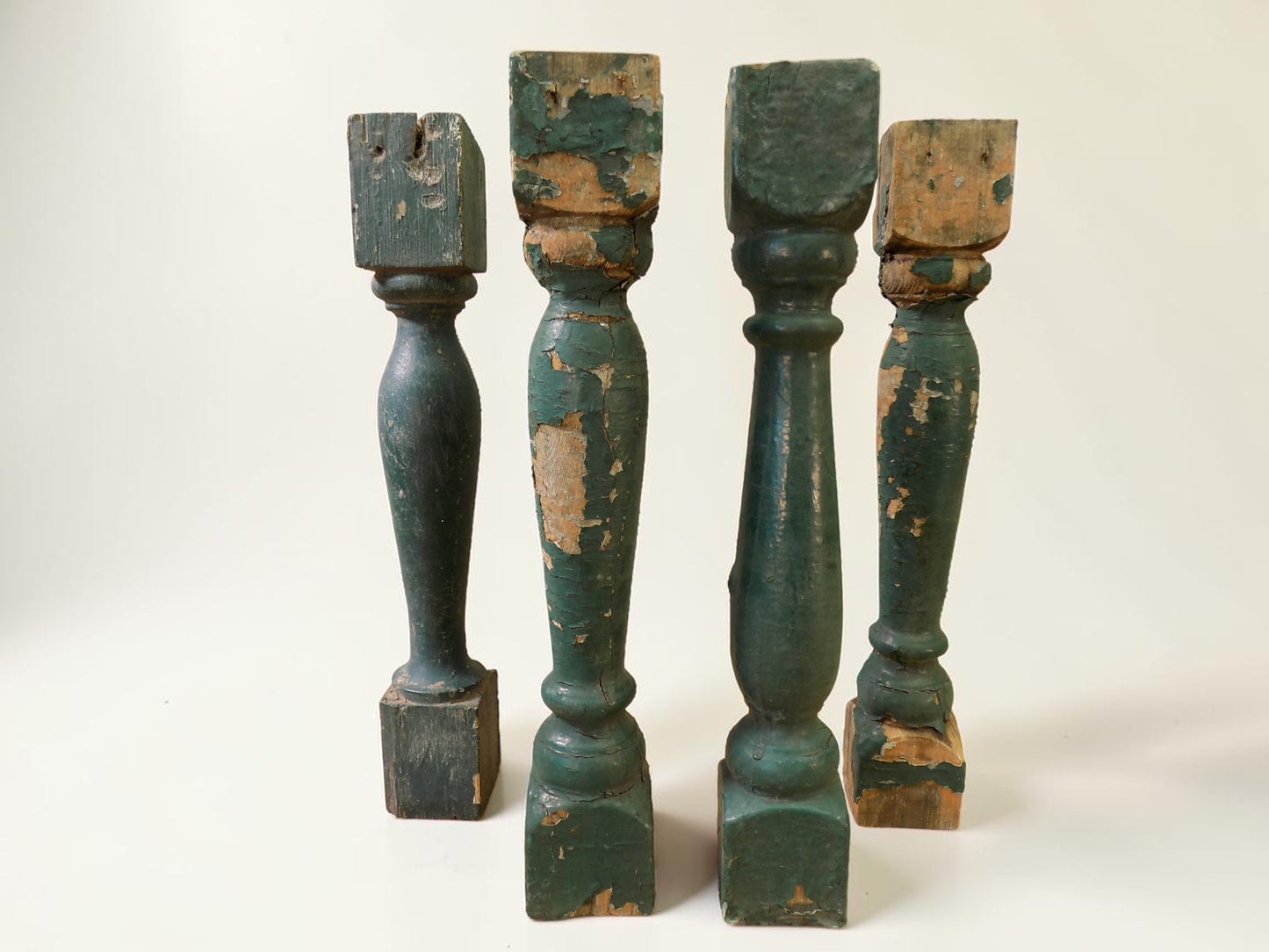 Balusters - 4 Vintage Green Wood Balusters, Reclaimed Spindles, Architectural Salvage, H by The Old Grainery (Architectura...