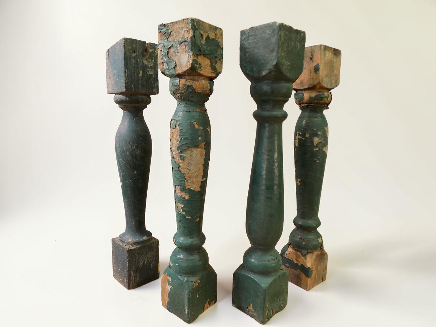 Balusters - 4 Vintage Green Wood Balusters, Reclaimed Spindles, Architectural Salvage, H by The Old Grainery (Architectura...