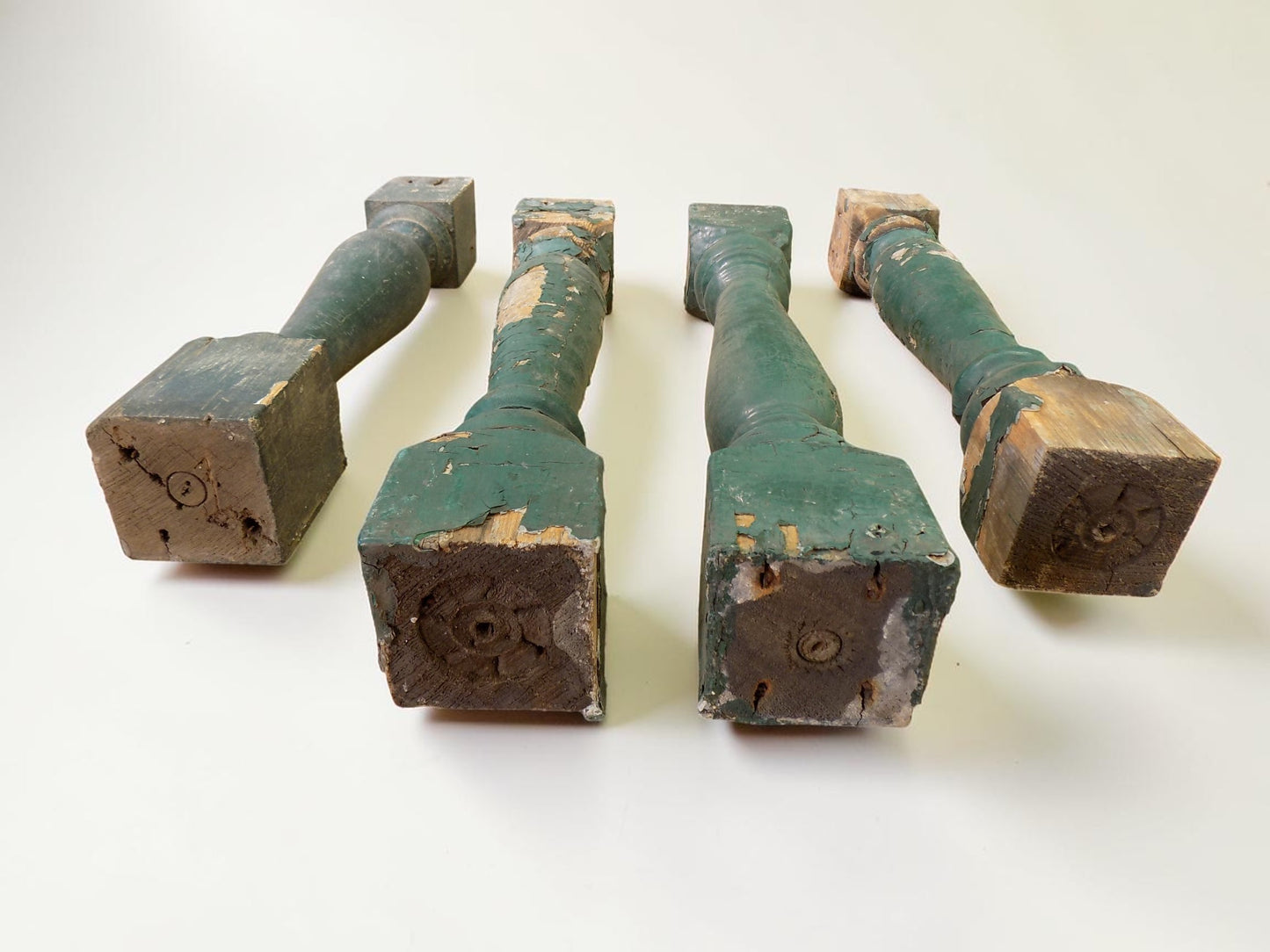 Balusters - 4 Vintage Green Wood Balusters, Reclaimed Spindles, Architectural Salvage, H by The Old Grainery (Architectura...