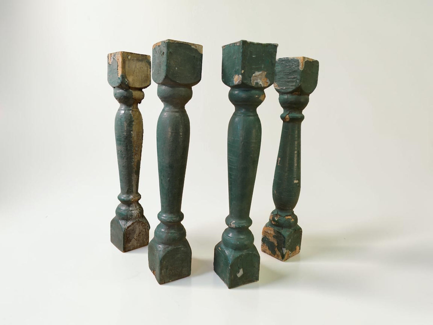 Balusters - 4 Vintage Green Wood Balusters, Reclaimed Spindles, Architectural Salvage, i by The Old Grainery (Architectura...