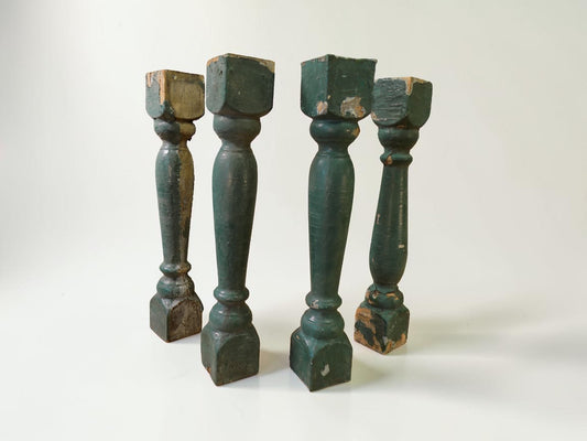 Balusters - 4 Vintage Green Wood Balusters, Reclaimed Spindles, Architectural Salvage, i by The Old Grainery (Architectura...