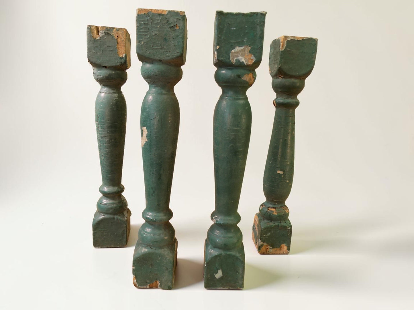 Balusters - 4 Vintage Green Wood Balusters, Reclaimed Spindles, Architectural Salvage, i by The Old Grainery (Architectura...
