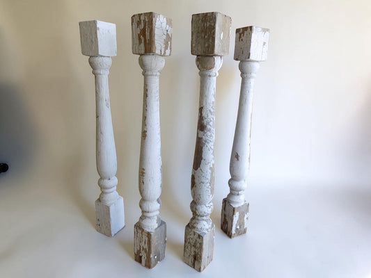 Balusters - 4 White Wood Balusters Reclaimed Spindles Porch Post House Trim A17 by The Old Grainery (Architectural, Candle...