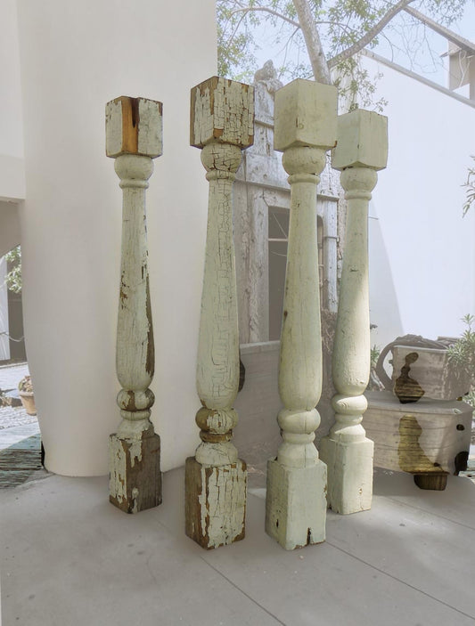 Balusters - 4 White Wood Balusters Reclaimed Spindles Porch Post House Trim A18 by The Old Grainery (Architectural, Candle...