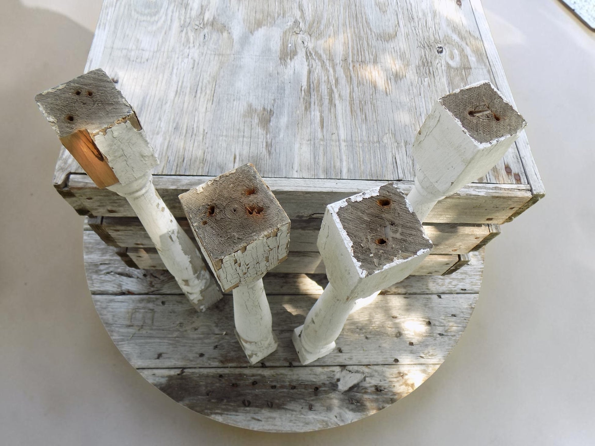 Balusters - 4 White Wood Balusters Reclaimed Spindles Porch Post House Trim A18 by The Old Grainery (Architectural, Candle...
