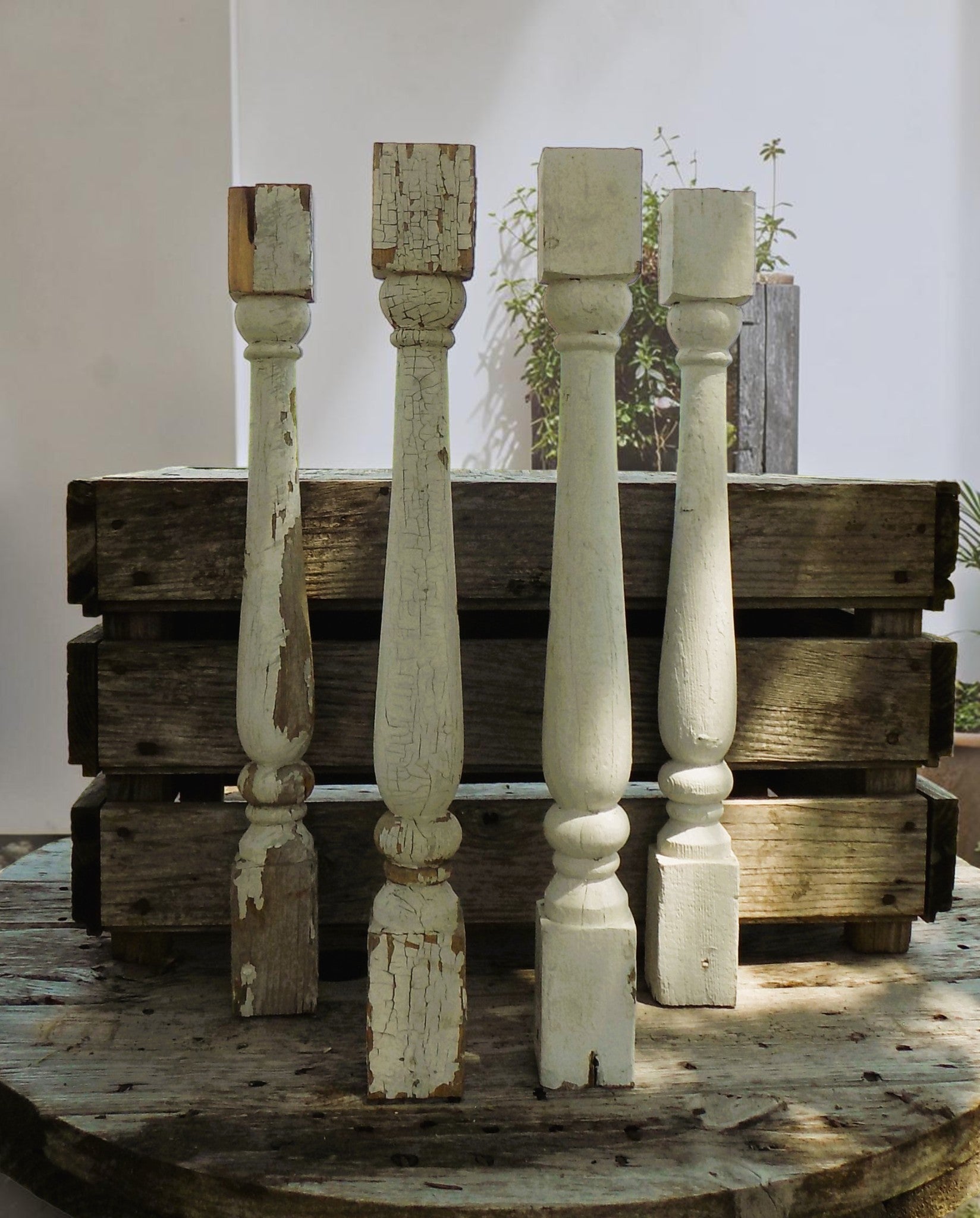 Balusters - 4 White Wood Balusters Reclaimed Spindles Porch Post House Trim A18 by The Old Grainery (Architectural, Candle...
