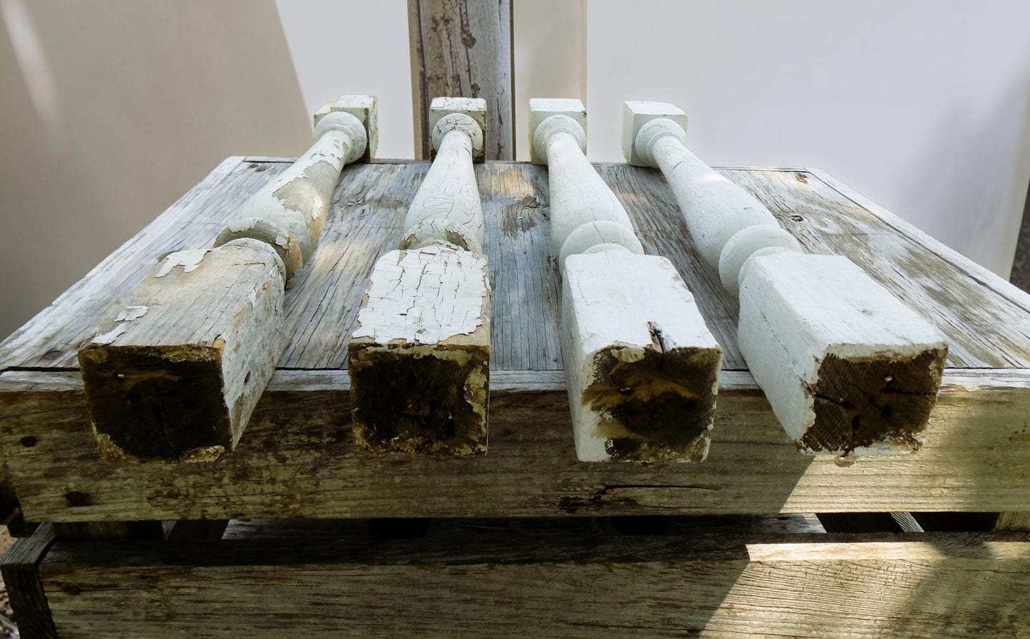 Balusters - 4 White Wood Balusters Reclaimed Spindles Porch Post House Trim A18 by The Old Grainery (Architectural, Candle...
