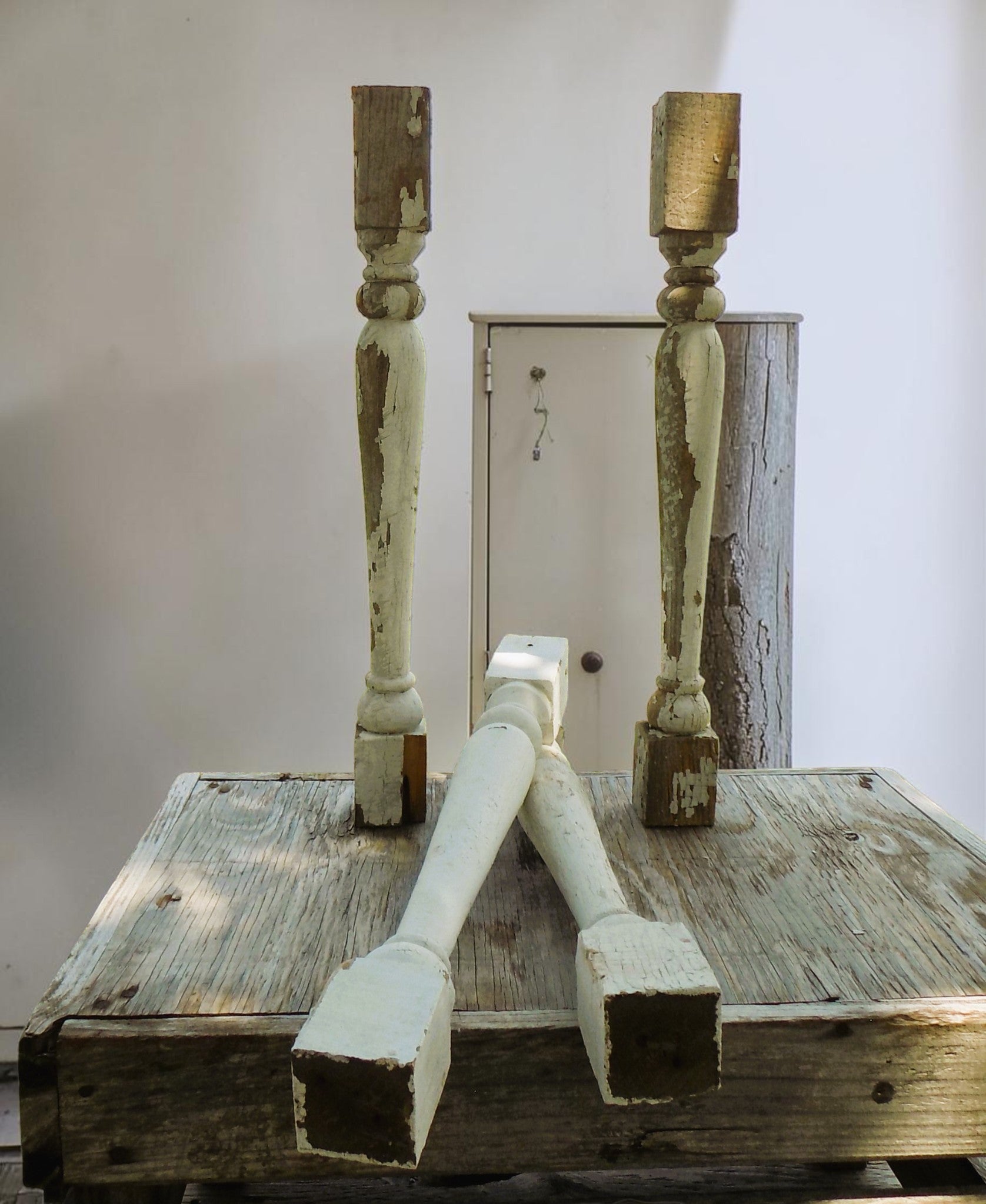 Balusters - 4 White Wood Balusters Reclaimed Spindles Porch Post House Trim A18 by The Old Grainery (Architectural, Candle...