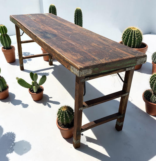 Reclaimed Wood Folding Table (68x22) Rustic Wood Dining, Kitchen Island B7