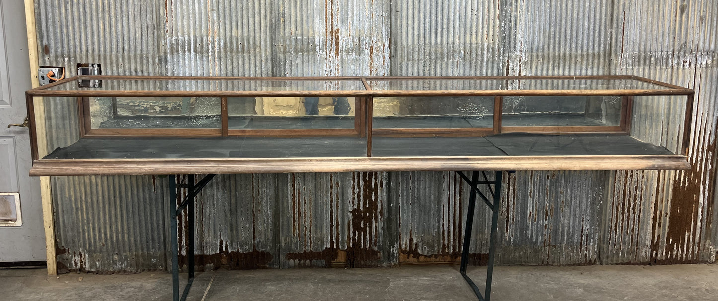 Wood Framed Countertop Glass Case, Vintage Retail Store Showcase, Collector Case