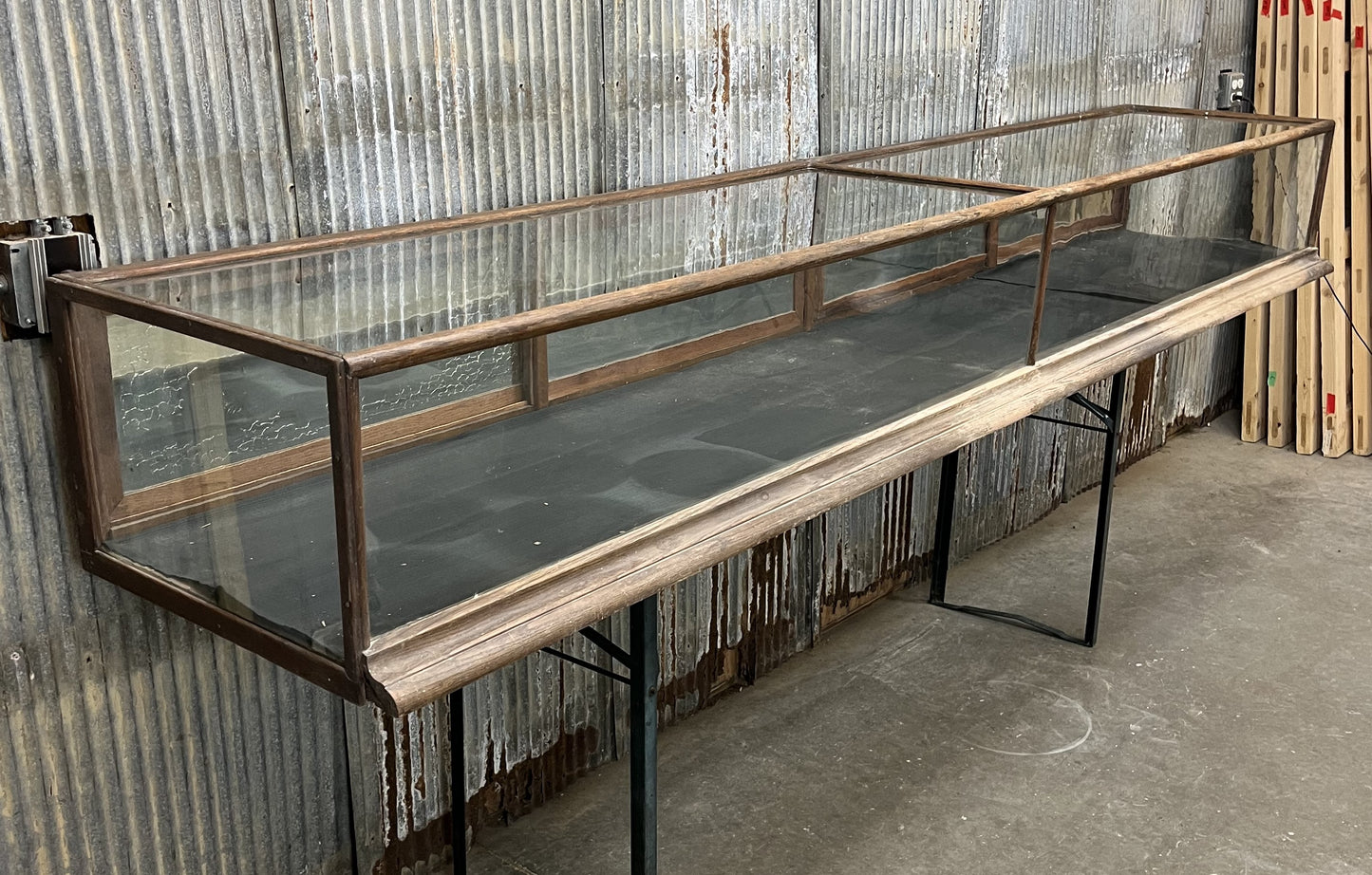 Wood Framed Countertop Glass Case, Vintage Retail Store Showcase, Collector Case