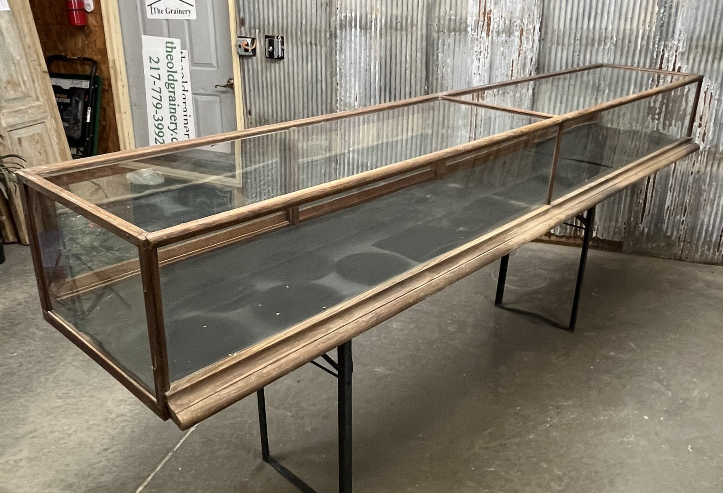 Wood Framed Countertop Glass Case, Vintage Retail Store Showcase, Collector Case