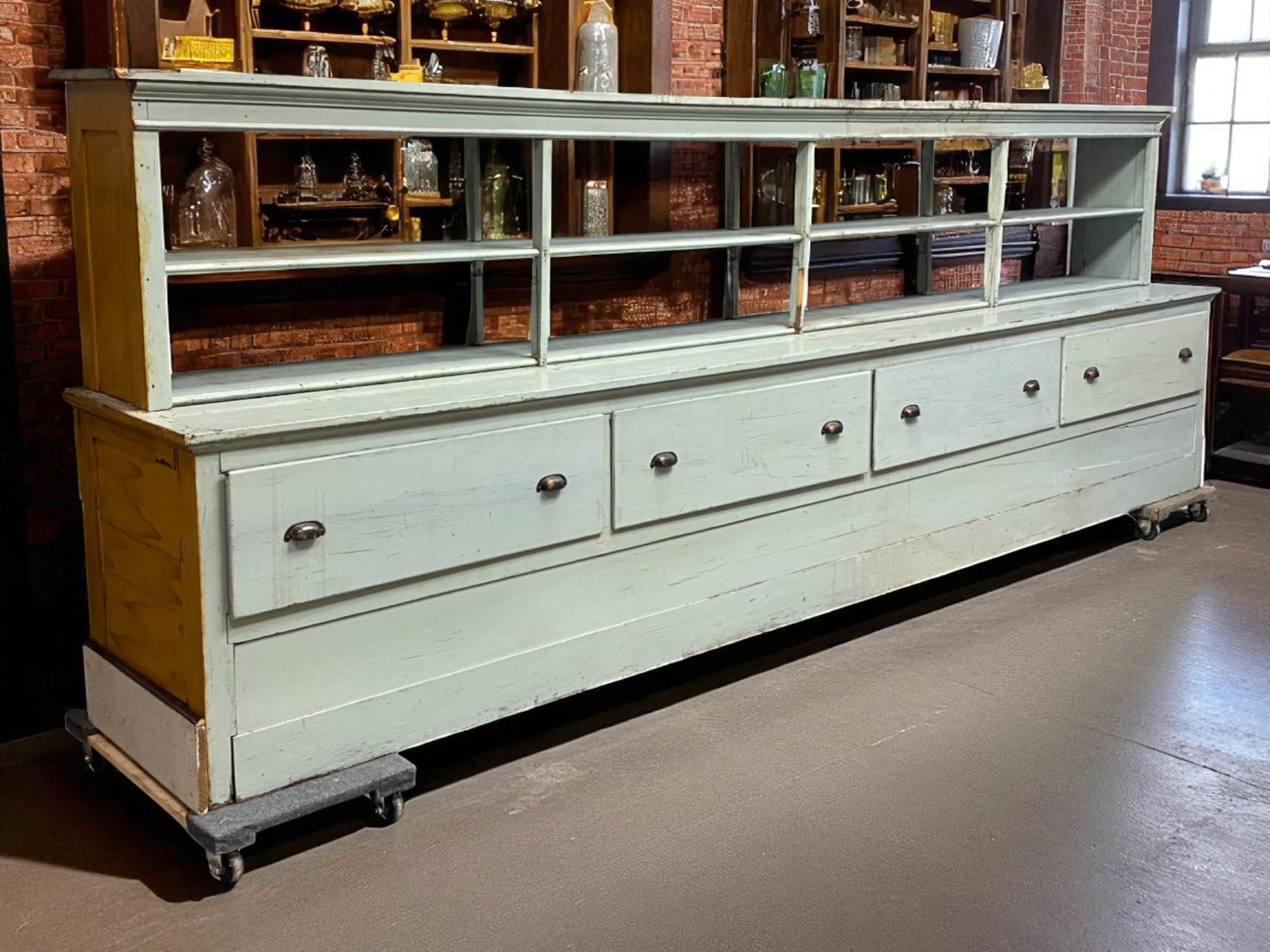Store Counter - 13' Store Counter Display Case, Vintage Kitchen Counter, Tavern Bar, Mercantile by The Old Grainery (Bar,...