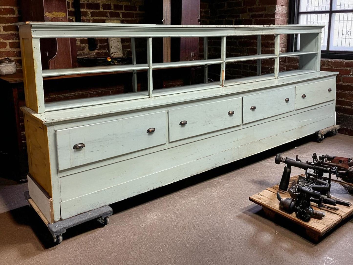 Store Counter - 13' Store Counter Display Case, Vintage Kitchen Counter, Tavern Bar, Mercantile by The Old Grainery (Bar,...