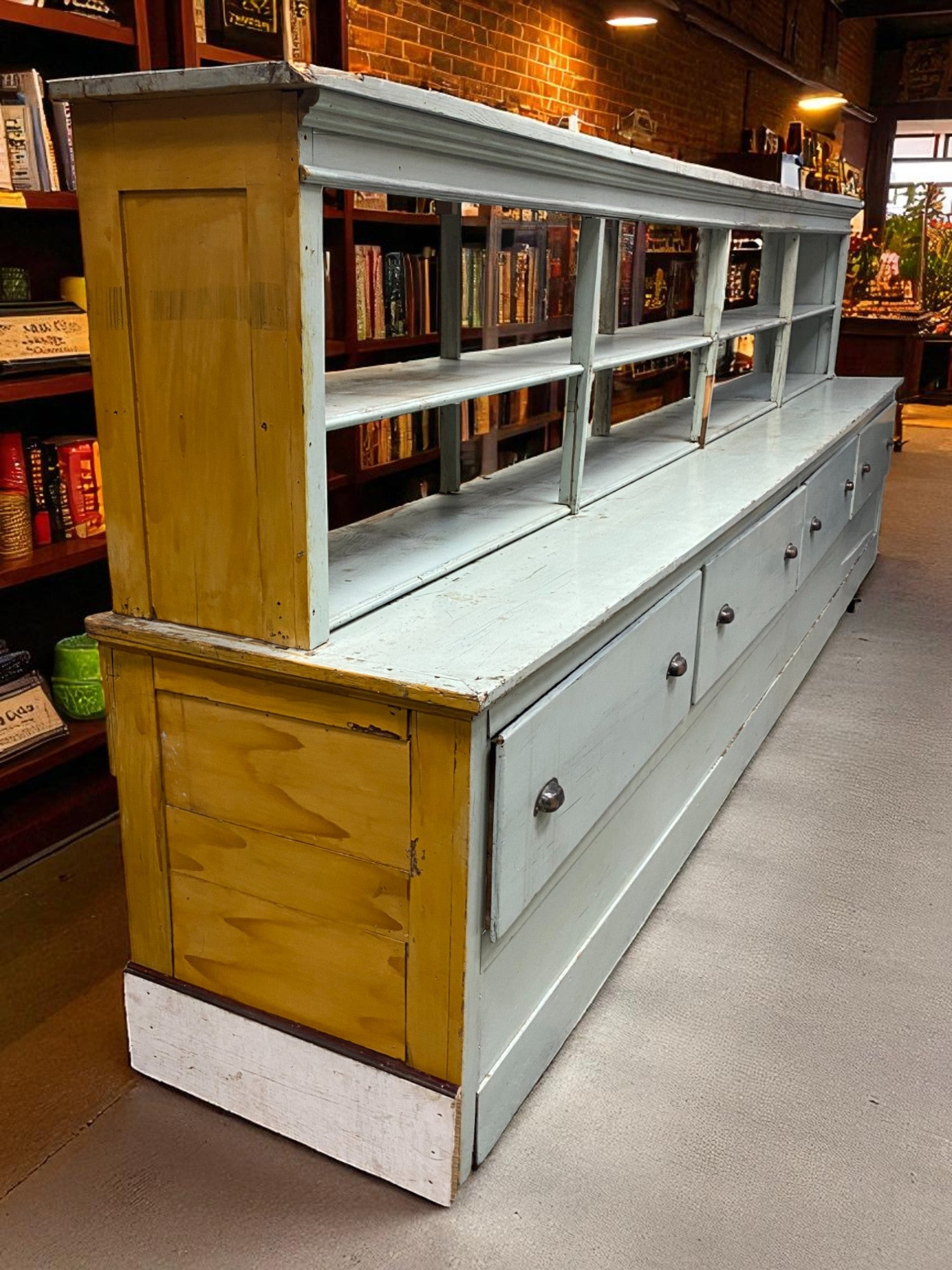 Store Counter - 13' Store Counter Display Case, Vintage Kitchen Counter, Tavern Bar, Mercantile by The Old Grainery (Bar,...