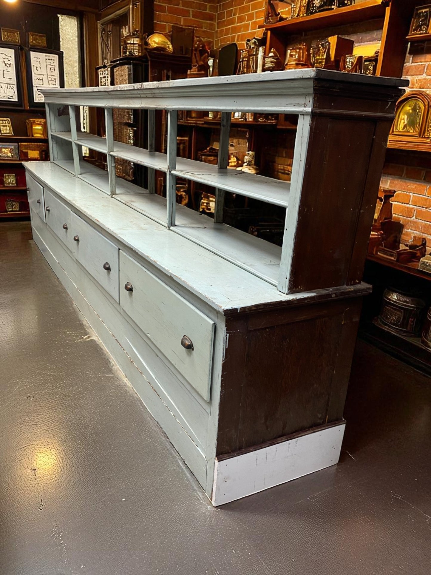 Store Counter - 13' Store Counter Display Case, Vintage Kitchen Counter, Tavern Bar, Mercantile by The Old Grainery (Bar,...