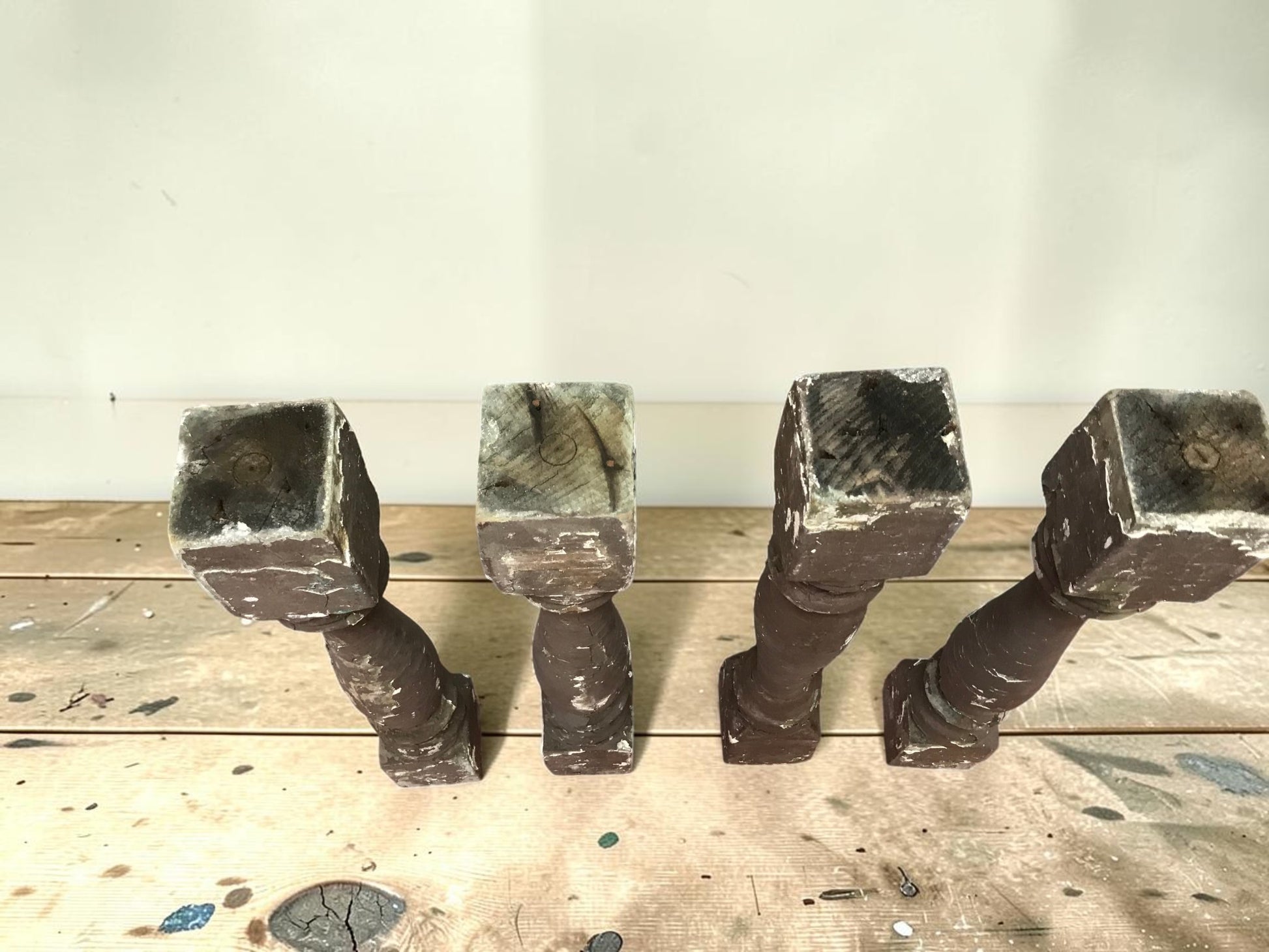 Balusters - 4 Vintage Brown Wood Balusters Architectural Salvage Spindles Porch Trim, R by The Old Grainery (Architectural...