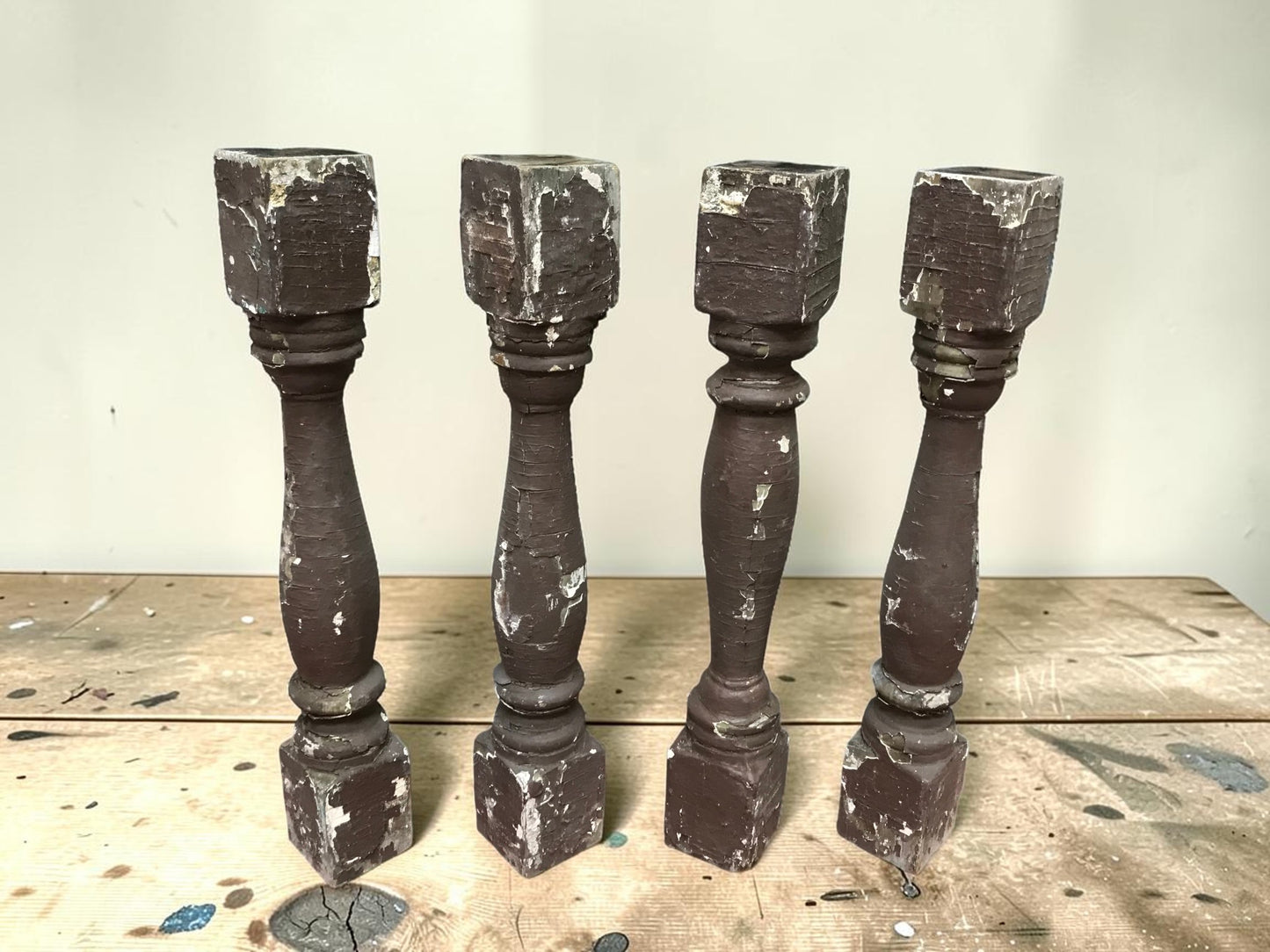 Balusters - 4 Vintage Brown Wood Balusters Architectural Salvage Spindles Porch Trim, R by The Old Grainery (Architectural...