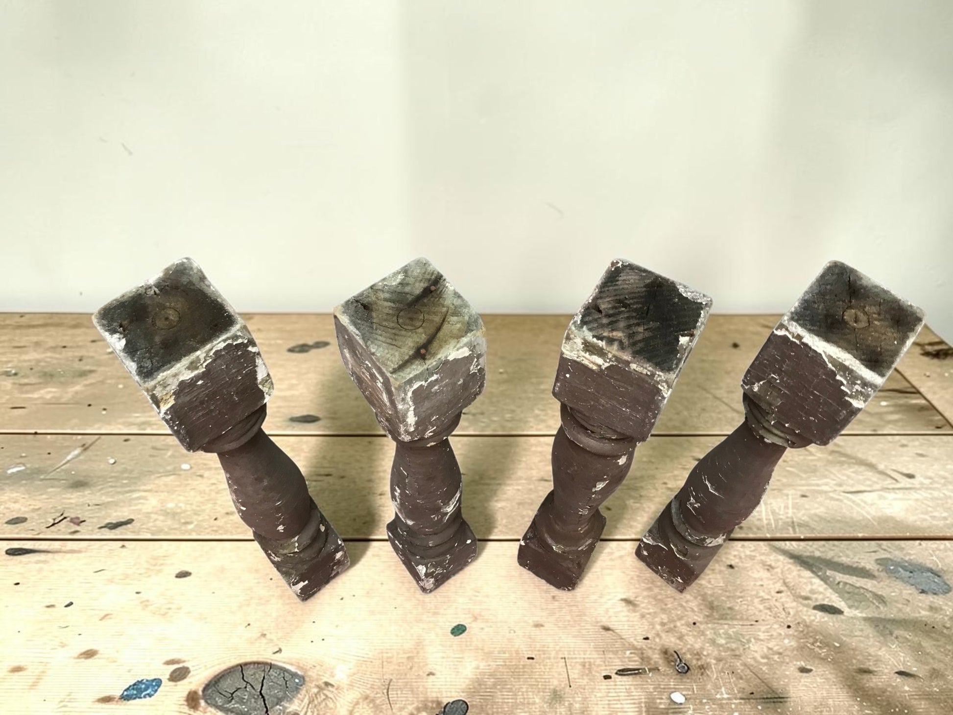 Balusters - 4 Vintage Brown Wood Balusters Architectural Salvage Spindles Porch Trim, R by The Old Grainery (Architectural...