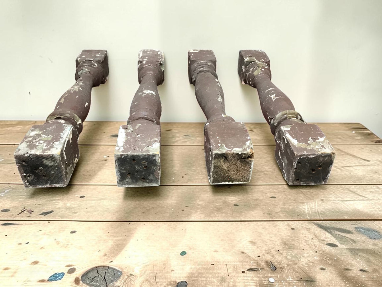 Balusters - 4 Vintage Brown Wood Balusters Architectural Salvage Spindles Porch Trim, R by The Old Grainery (Architectural...