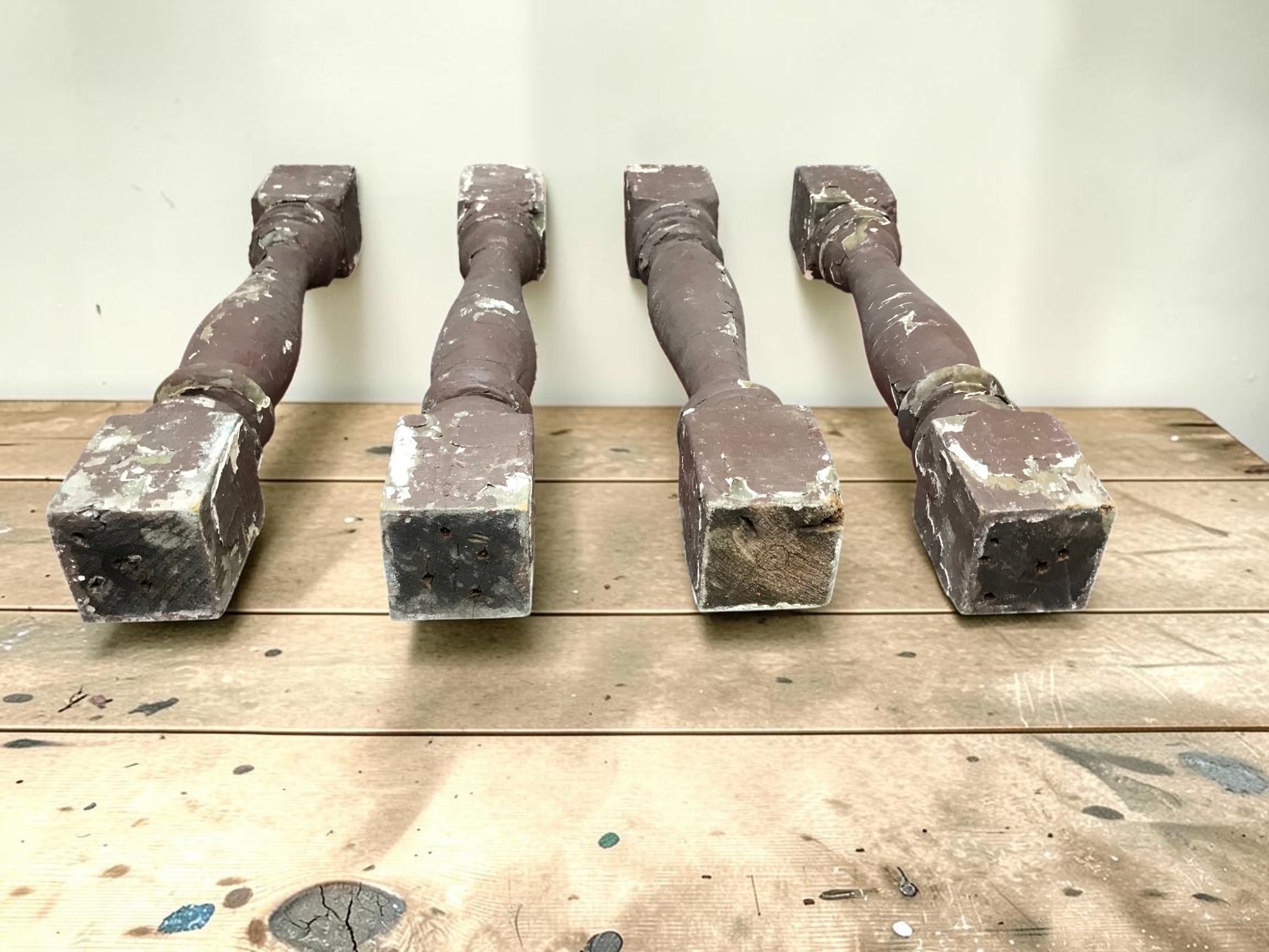 Balusters - 4 Vintage Brown Wood Balusters Architectural Salvage Spindles Porch Trim, R by The Old Grainery (Architectural...