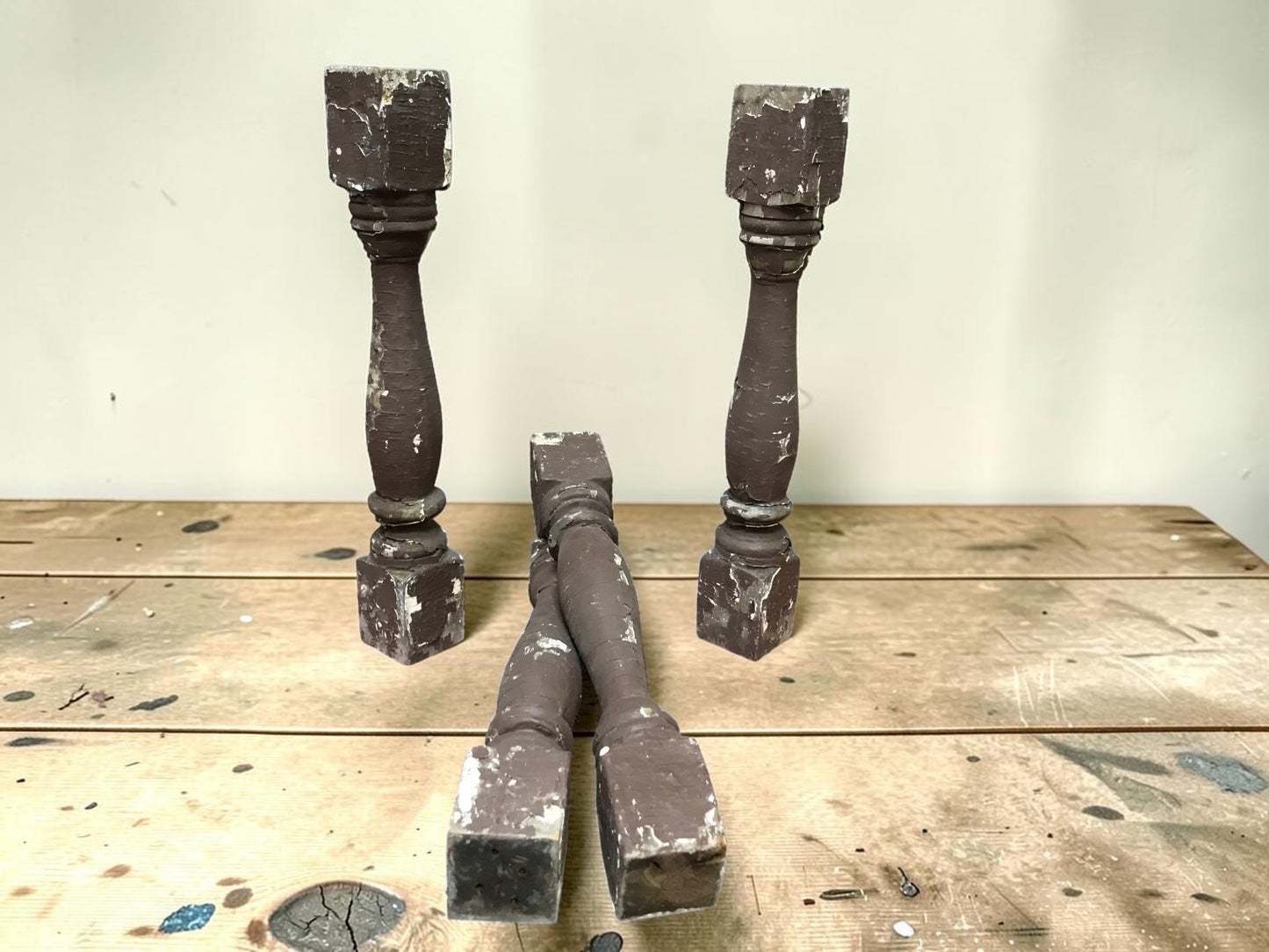 Balusters - 4 Vintage Brown Wood Balusters Architectural Salvage Spindles Porch Trim, R by The Old Grainery (Architectural...
