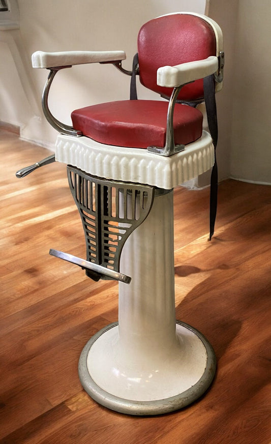 Barber Chair - Child's Koken Barber Chair, Vintage Red & White Barber Chair, Vintage Chair by The Old Grainery (Barber, Ba...