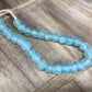 Home Goods - Ice Blue Recycled Glass Beads African Trade Beads, Sea Glass Style, 1 Strand by The Old Grainery (African, bl...